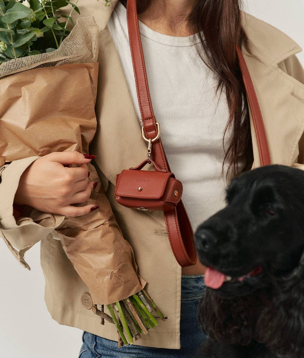 Porte-sac en cuir végétalien marron, Jala
